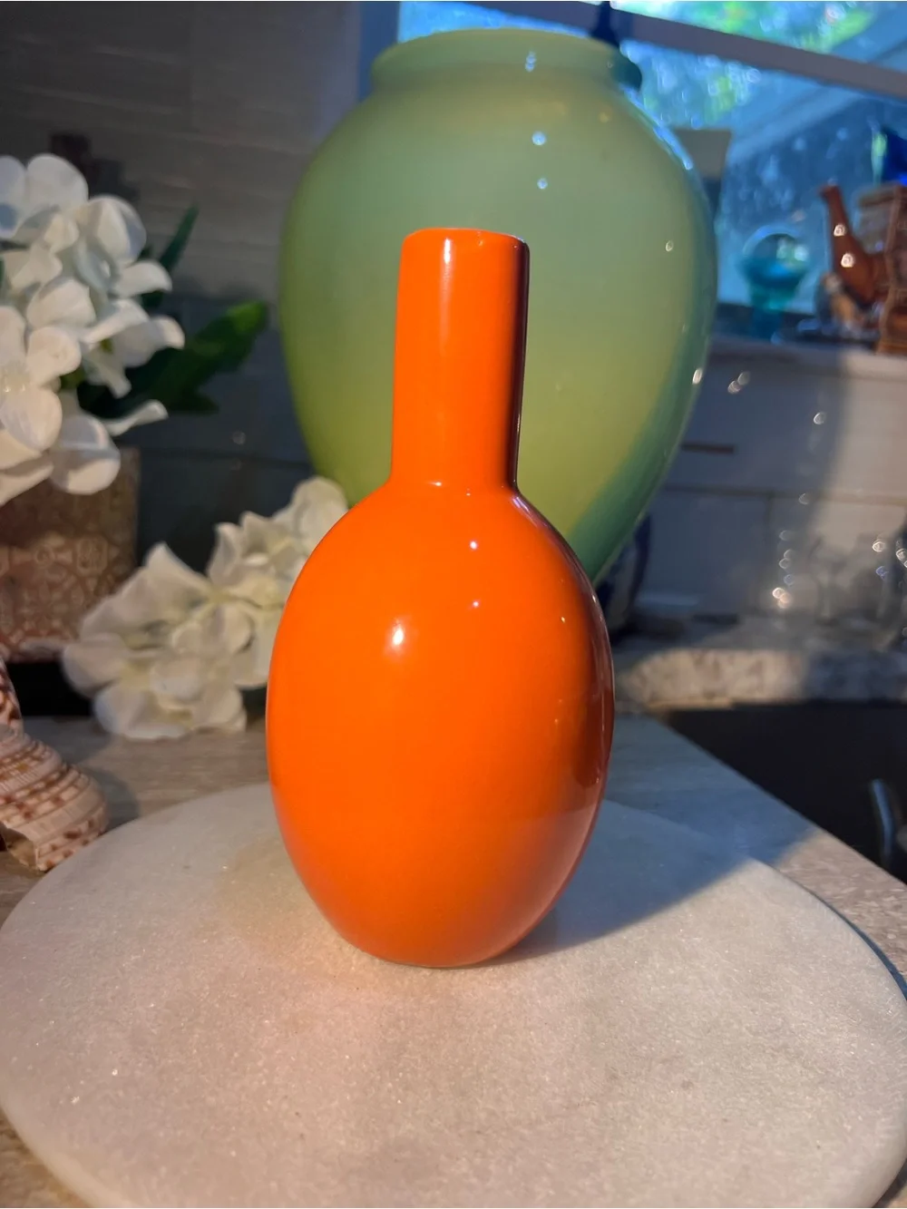 Orange Ceramic Bud Vase - Minimalist Accent